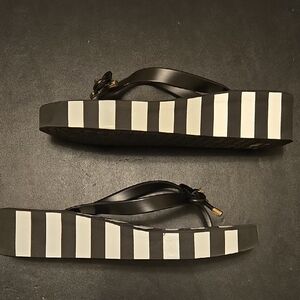 Kate Spade Black and White Striped Sandals